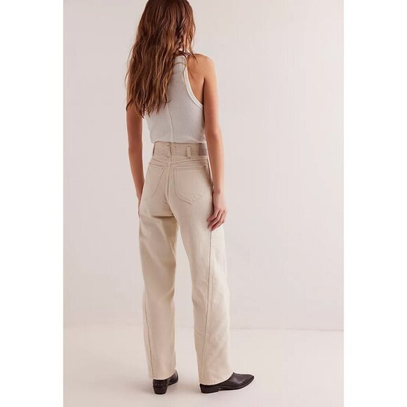 🆕 FREE PEOPLE We The Free Aster Straight Leg Jeans / Cream - Picture 3 of 15